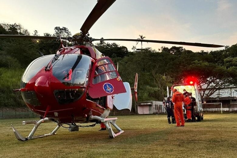 Vítima de acidente no Gabiroba é levada de helicóptero para Belo Horizonte