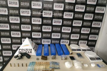 PM prende suspeitos de tráfico de drogas e apreende arma de fogo e munição em Monlevade