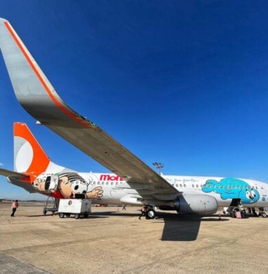 aeronave da turma da mônica no aeroporto de bh