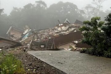 Prédio desaba em Gramado por conta do grande volume de chuvas