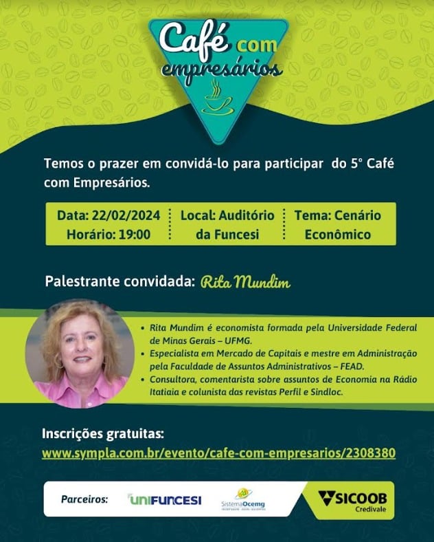 Economista Rita Mundim oferece palestra em 5º Café com Empresários do Sicoob Credivale