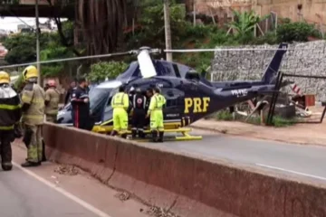 Helicóptero que resgatava vítima de acidente no Anel Rodoviário cai em BH