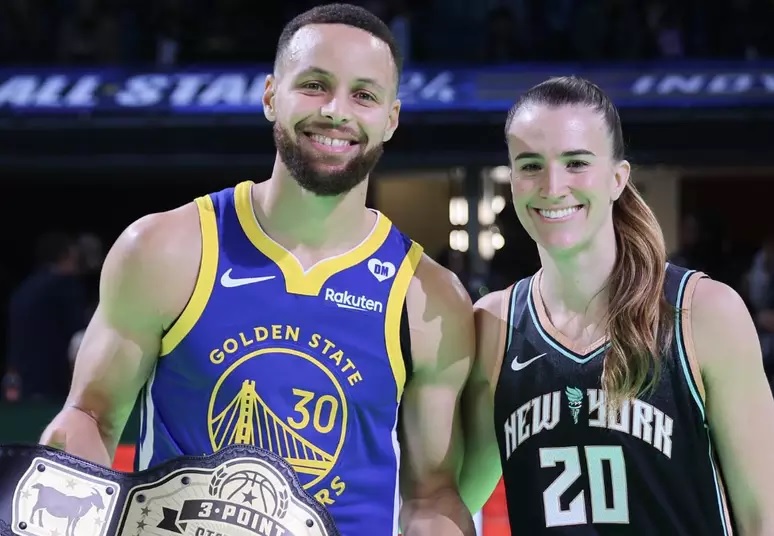 Stephen Curry supera Sabrina Ionescu e vence desafio inédito de arremessos de três pontos da NBA