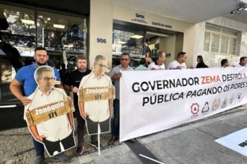 Servidores da segurança pública de Minas Gerais protestam contra Zema em BH