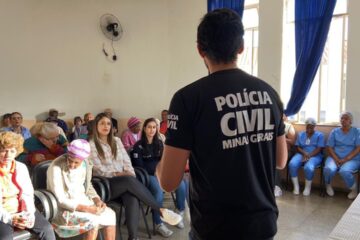 Polícia Civil realiza ação educativa de proteção aos direitos da pessoa idosa no Lar de Ozanam, em Itabira