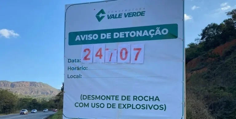 São Gonçalo do Rio Abaixo: trânsito na BR-381 será interditado nesta quarta-feira para detonação de rochas