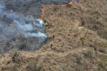 Bombeiros entram no segundo dia de combate ao incêndio no Monumento Natural Estadual Gruta Rei do Mato