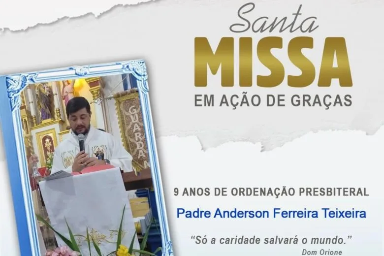 Missa celebra os nove anos de Ordenação do Padre Anderson Ferreira, nesta quinta-feira, em Itabira