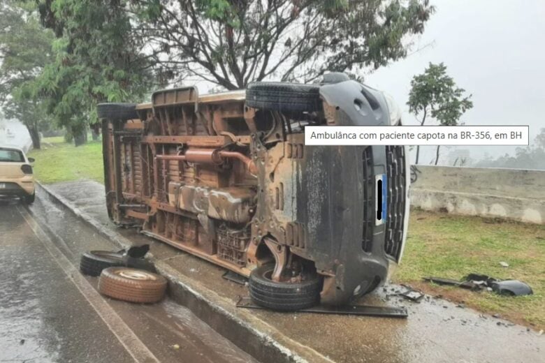 Ambulância capota e deixa paciente ferida na BR-365