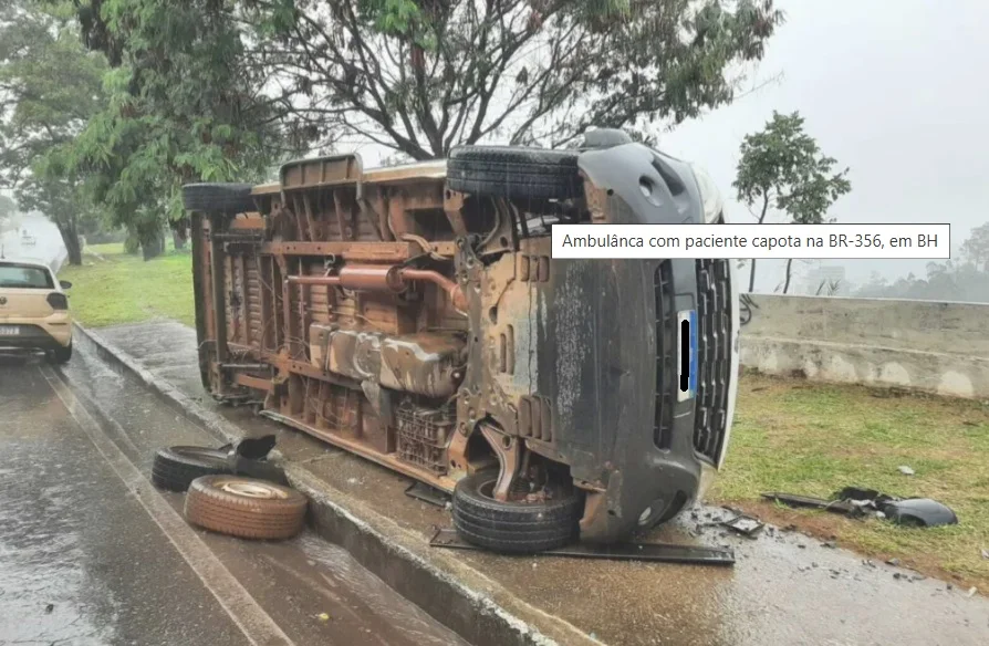 Ambulância capota e deixa paciente ferida na BR-365