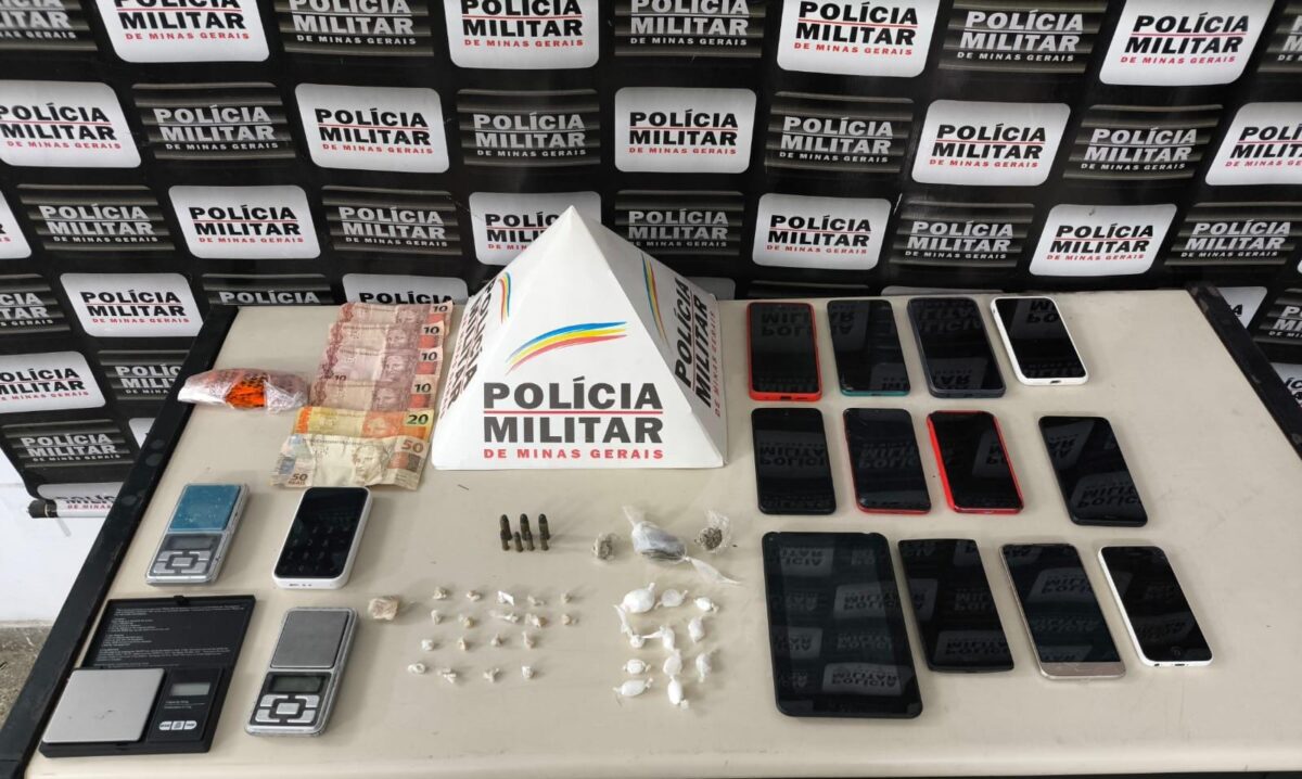 Polícia Militar prende três suspeitos de tráfico e apreende drogas, munições e celulares em João Monlevade