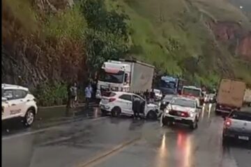 Acidente na BR-381 causa lentidão no trânsito em São Gonçalo do Rio Abaixo