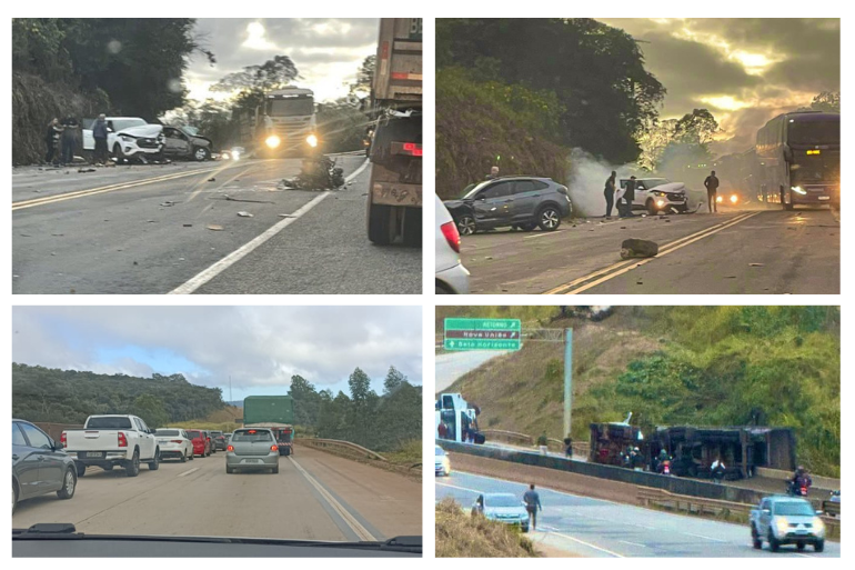 Acidentes deixam trânsito congestionado na BR-381 sentido BH nesta quinta-feira; saiba mais