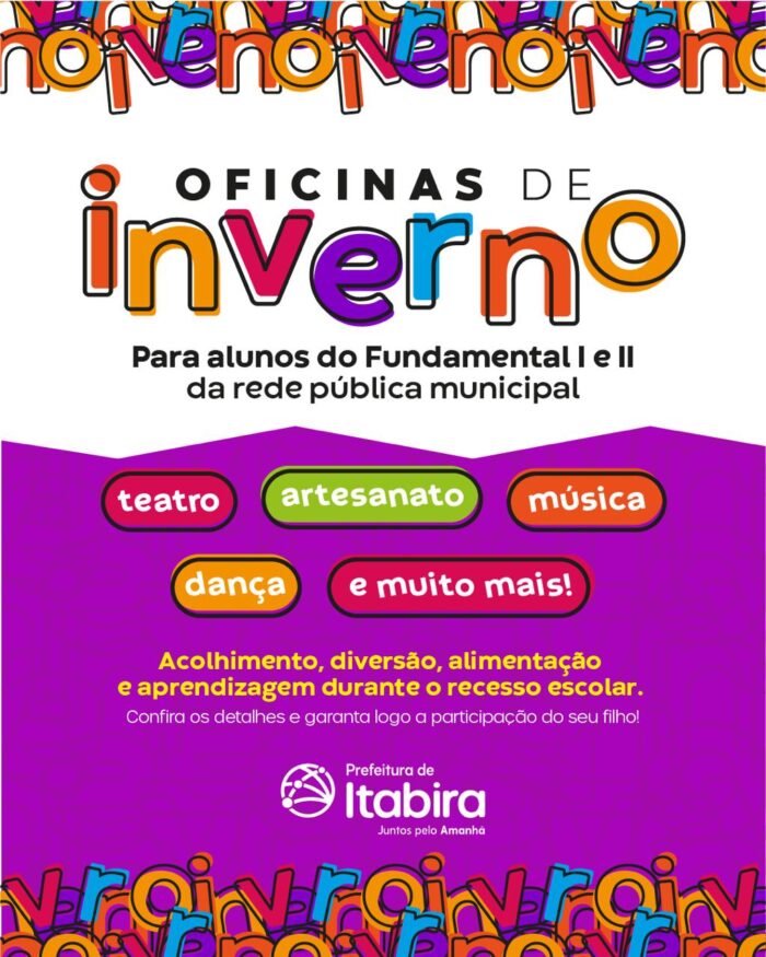 Oficinas de Inverno oferecem arte, cultura e lazer a estudantes da rede pública de Itabira durante o recesso escolar