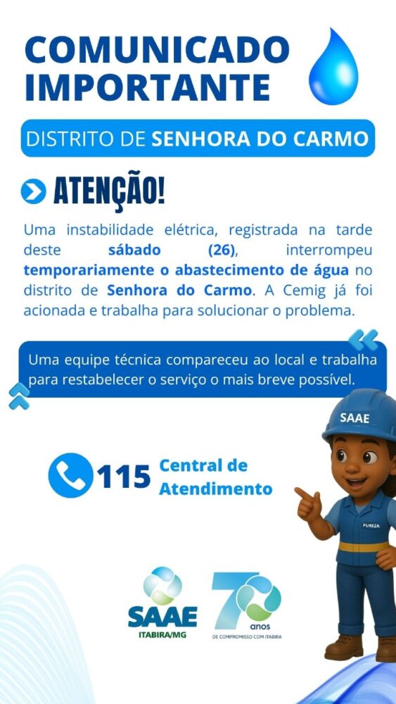 Problemas de abastecimento afetam Itabira neste sábado