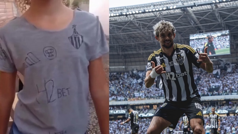 Atração na Arena MRV: Instituto Galo homenageará torcedora mirim que fez camisa com o nome de Scarpa, neste dia de clássico