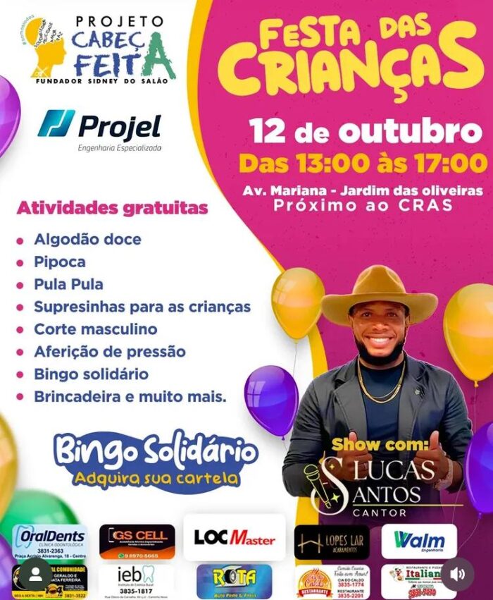 Projeto Cabeça Feita promove Festa das Crianças neste domingo, em Itabira