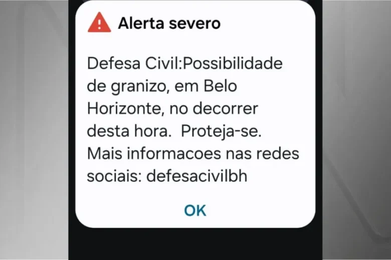 Temporal com granizo atinge BH e Defesa Civil registra chuva “extremamente forte” neste domingo
