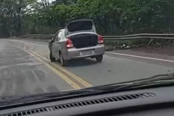 Motorista perde controle de direção e bate em guard rail na MG-434, em Bom Jesus do Amparo