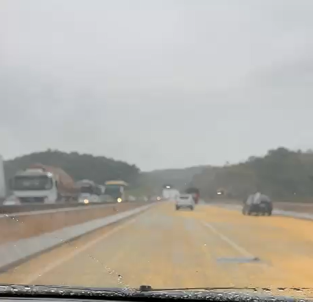 Caminhão tomba com carregamento de milho na BR-381, em Caeté
