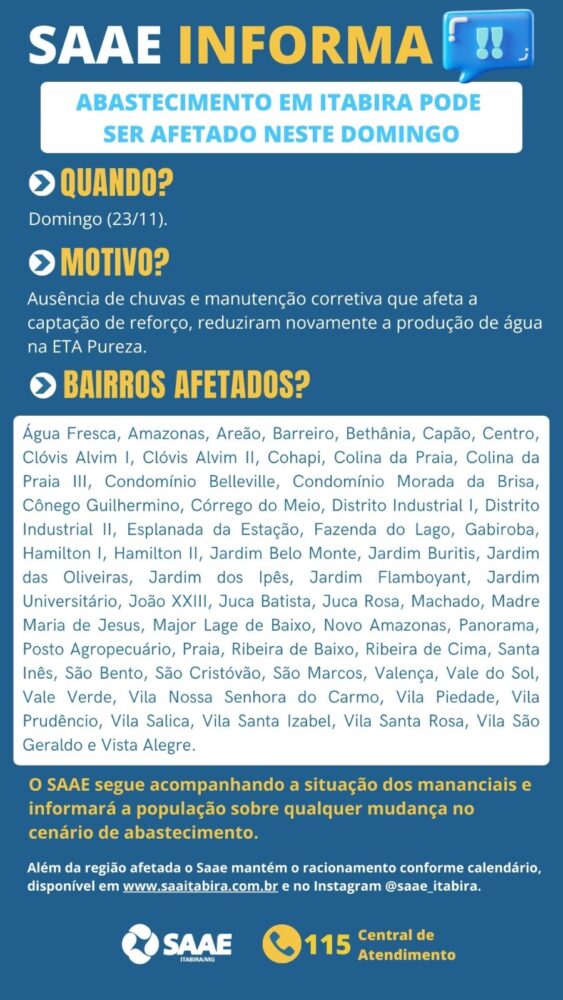 SAAE afirma que o volume do sistema ETA Pureza é afetado pela falta de chuvas