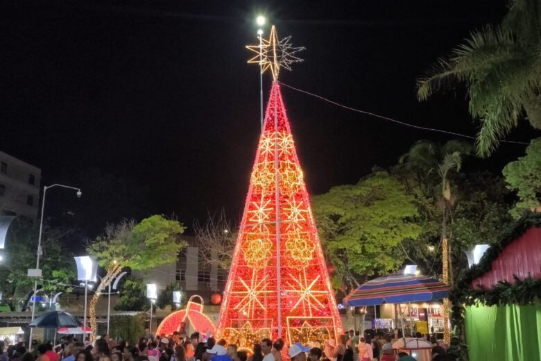 Natal Pontos de Luz: iluminação colorida e trabalho com crochê marcam o início das festas de fim de ano em Itabira