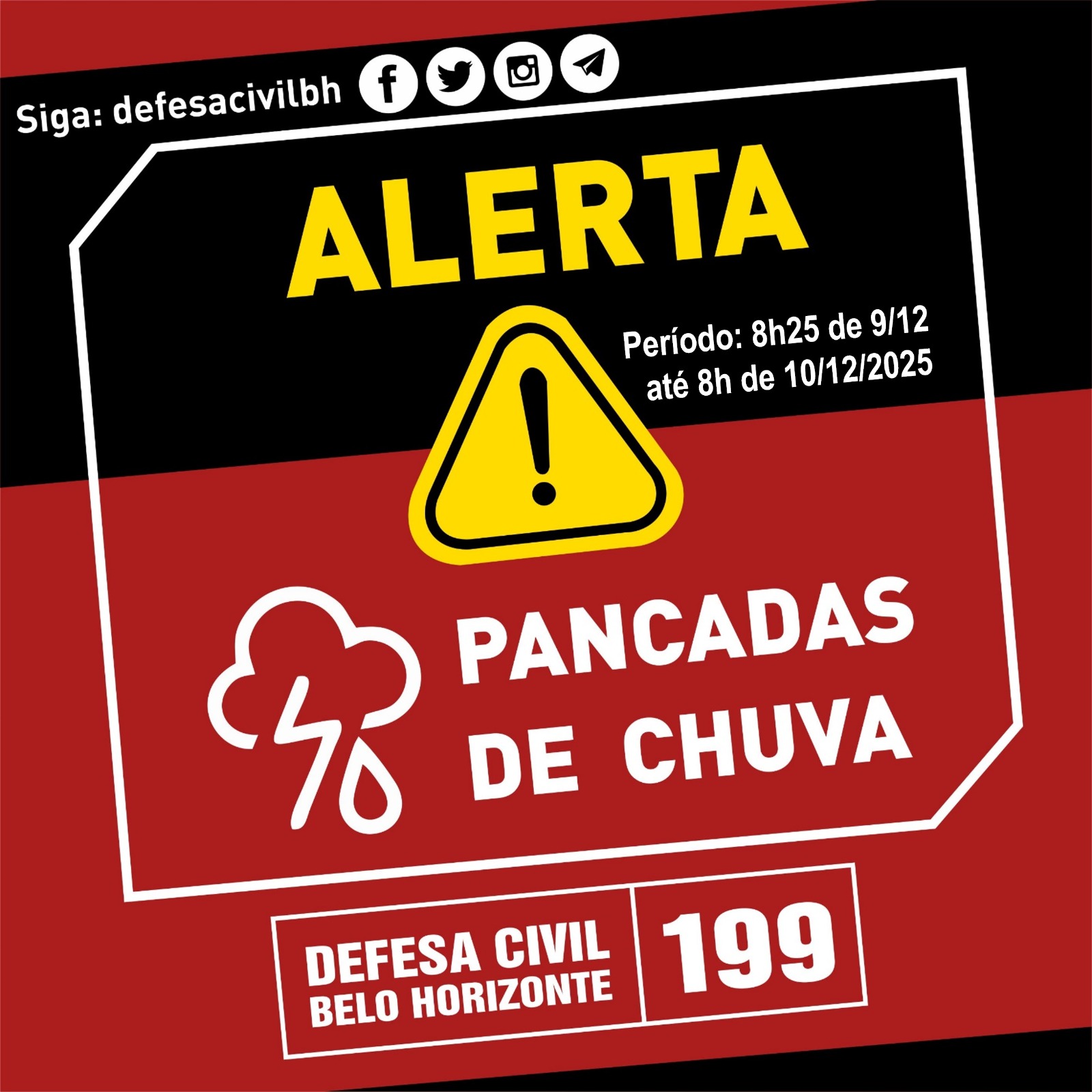 BH registra altos acumulados de chuva; alerta segue até quarta-feira e marquise desaba no São Gabriel