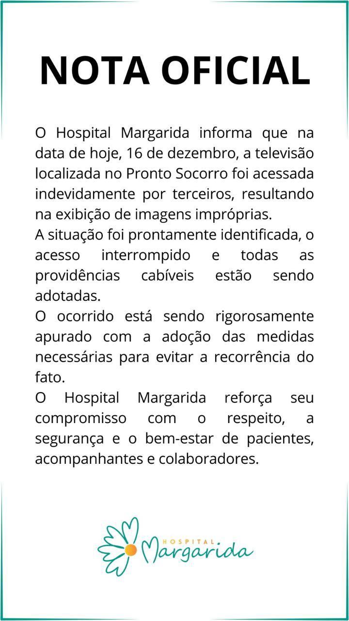 Filme pornográfico é exibido em TV da recepção do Hospital Margarida, em João Monlevade, e caso é investigado