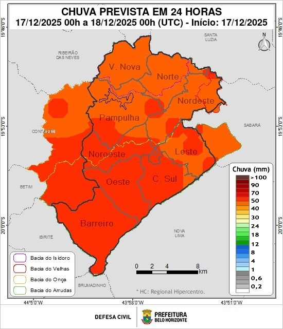Belo Horizonte registra volumes elevados de chuva em dezembro e entra em novo alerta para temporais