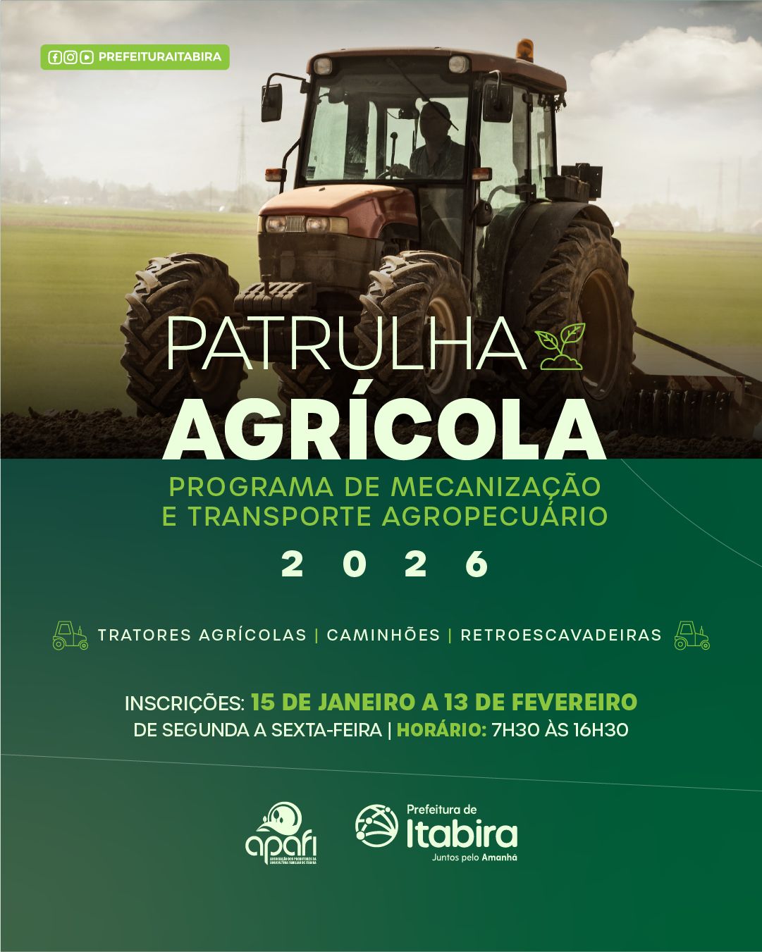 Inscrições para a Patrulha Agrícola seguem abertas em Itabira e seus distritos