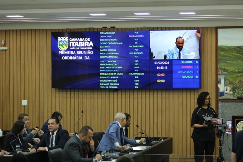 Inauguração do painel eletrônico de votação marca primeira reunião ordinária da Câmara de Itabira em 2026
