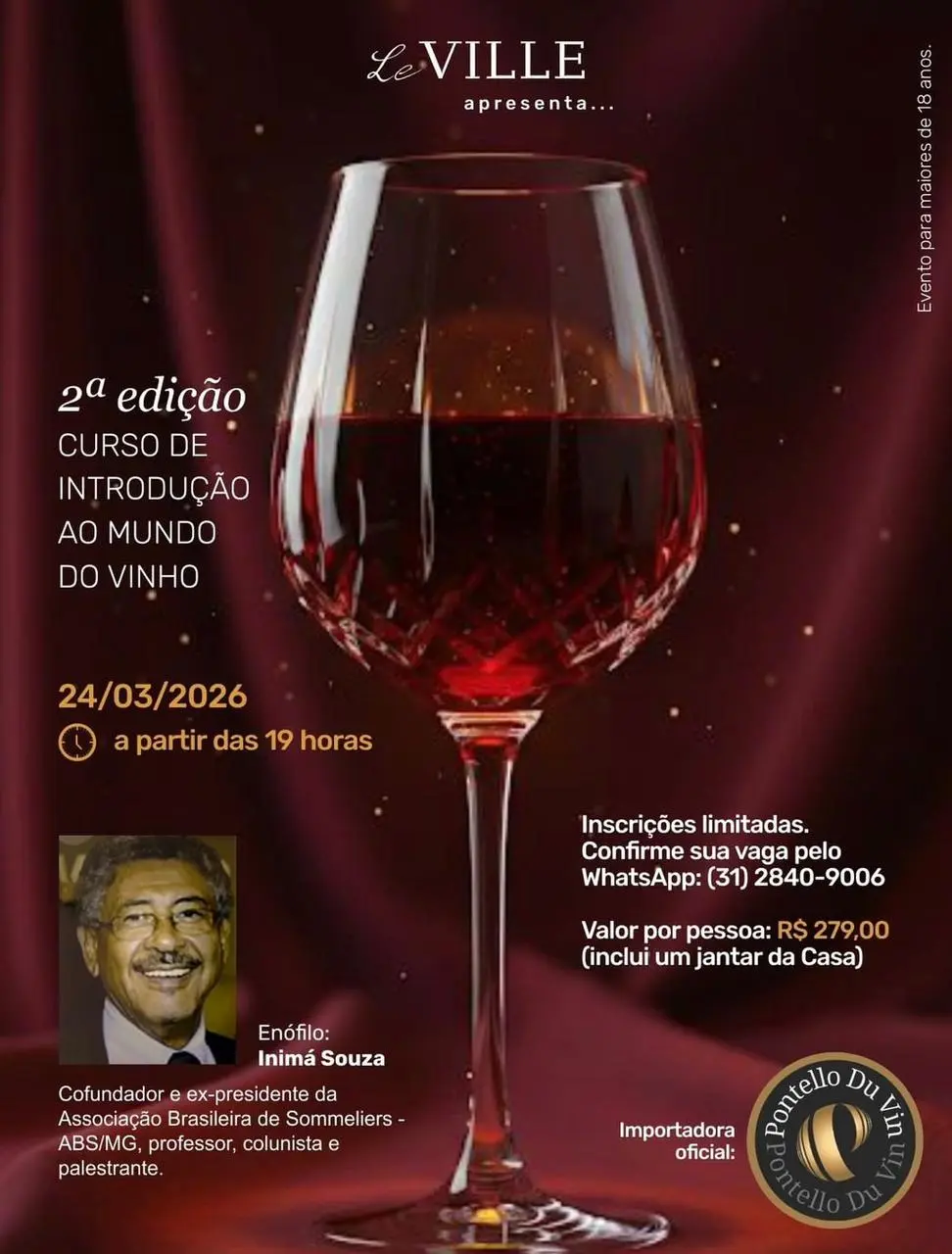 Le Ville promove 2ª edição do "Curso de Introdução ao Mundo do Vinho" em Itabira