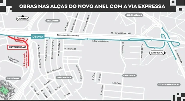 BH: interdição no Anel Rodoviário e Via Expressa: acessos no bairro Califórnia serão fechados para obras, saiba mais