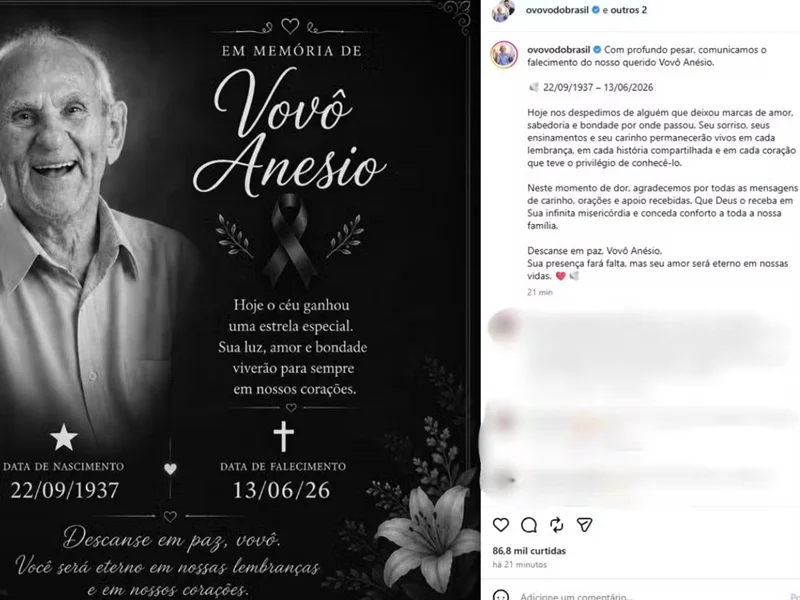 Morre aos 88 anos Vovô Anésio, influenciador que conquistou milhões de seguidores com simplicidade e carisma