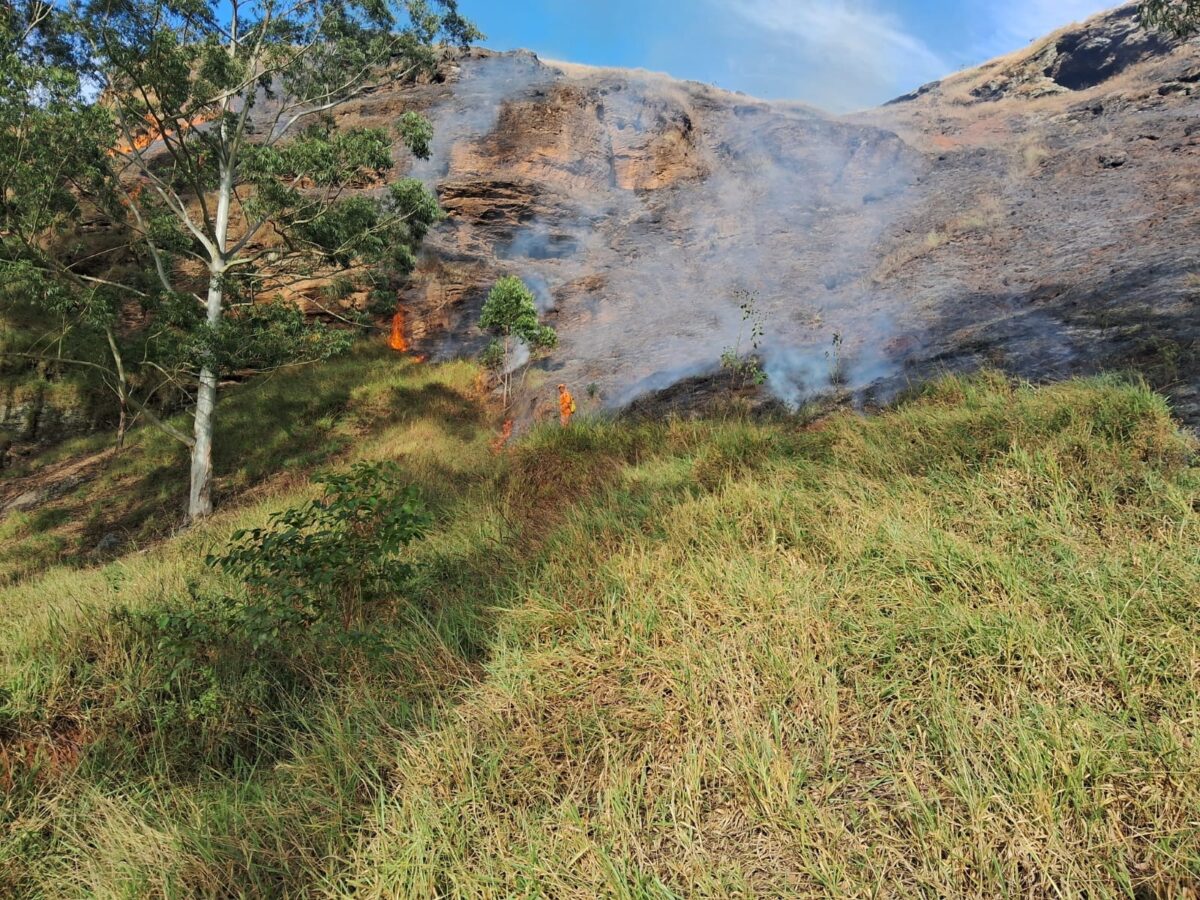 Incêndio em vegetação mobiliza bombeiros e ameaça residências em João Monlevade