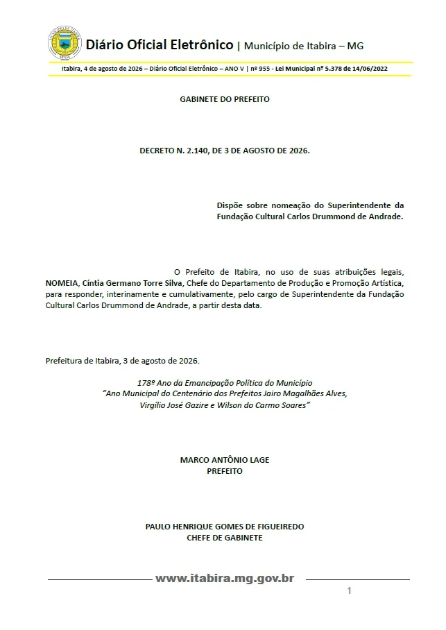 Cíntia Germano assume interinamente a superintendência da Fundação Cultural Carlos Drummond de Andrade