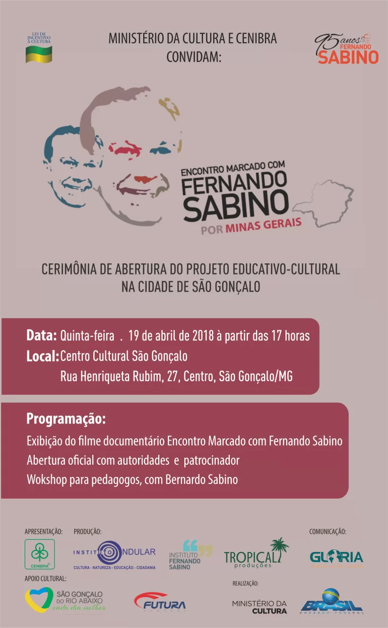 São Gonçalo recebe projeto ‘Encontro Marcado com Fernando Sabino’