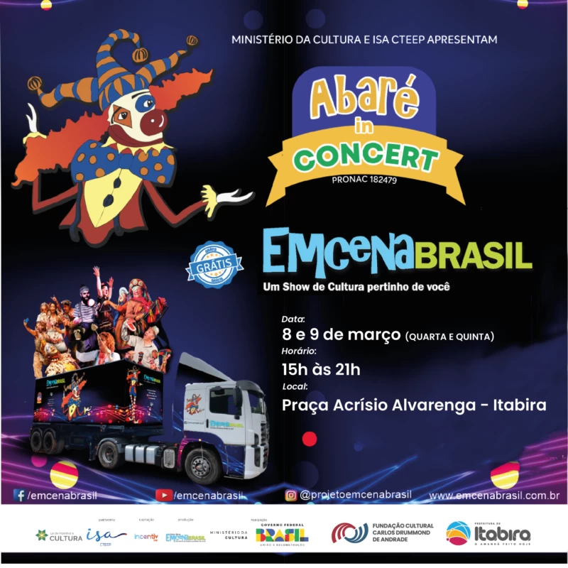 Caravana Cultural do Projeto EmCena Brasil chega a Itabira nesta semana; saiba mais!