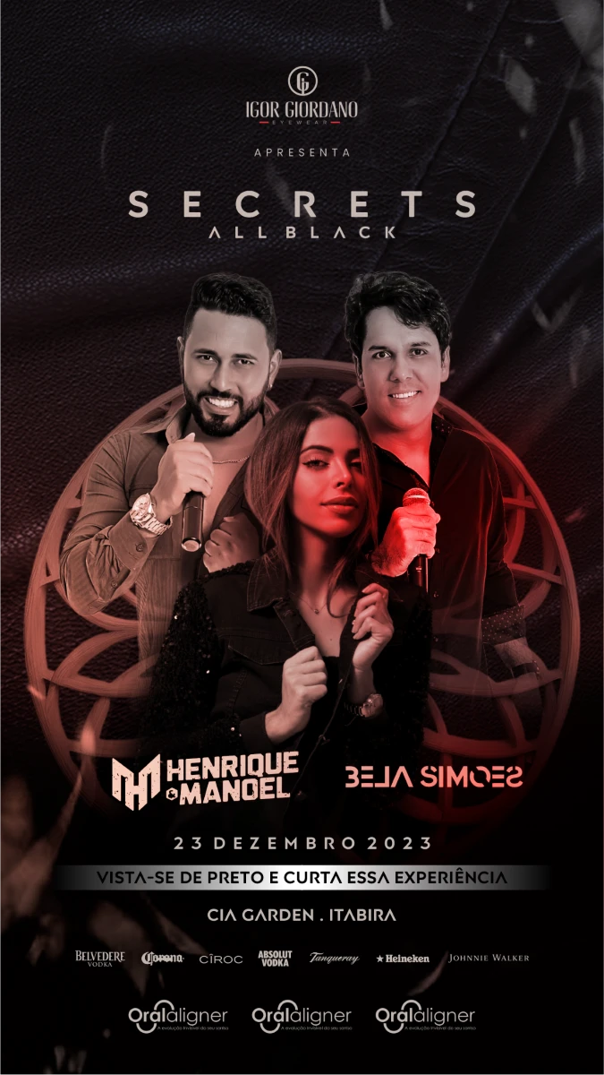 Festa Secrets convida a vestir preto no dia 23 de dezembro