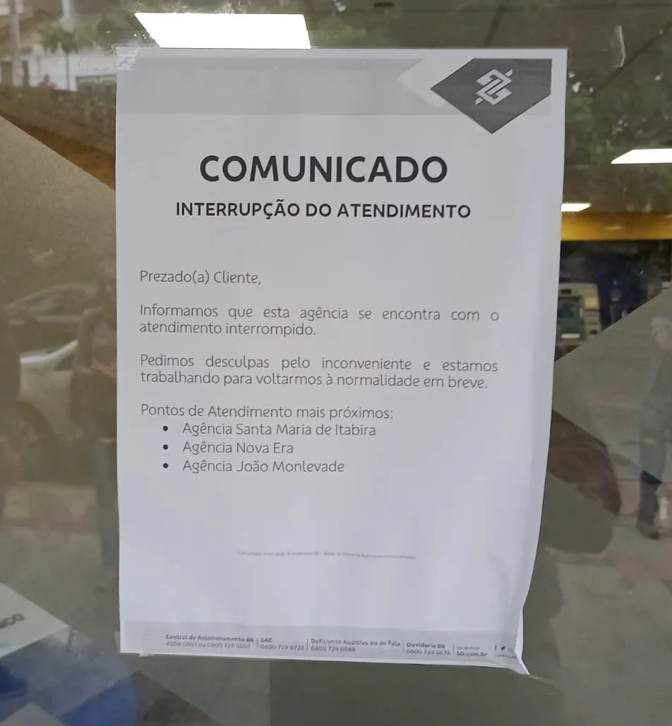 Itabira: agência do Banco do Brasil é interditada por "risco de desabamento" e passará vistoria