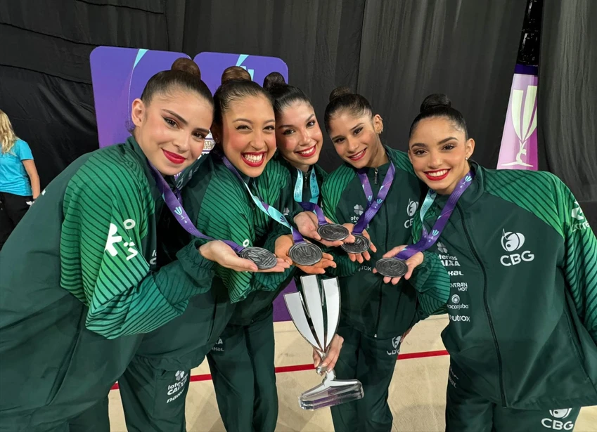 Conjunto brasileiro de ginástica rítmica ganha a prata na última competição antes da Olimpíada
