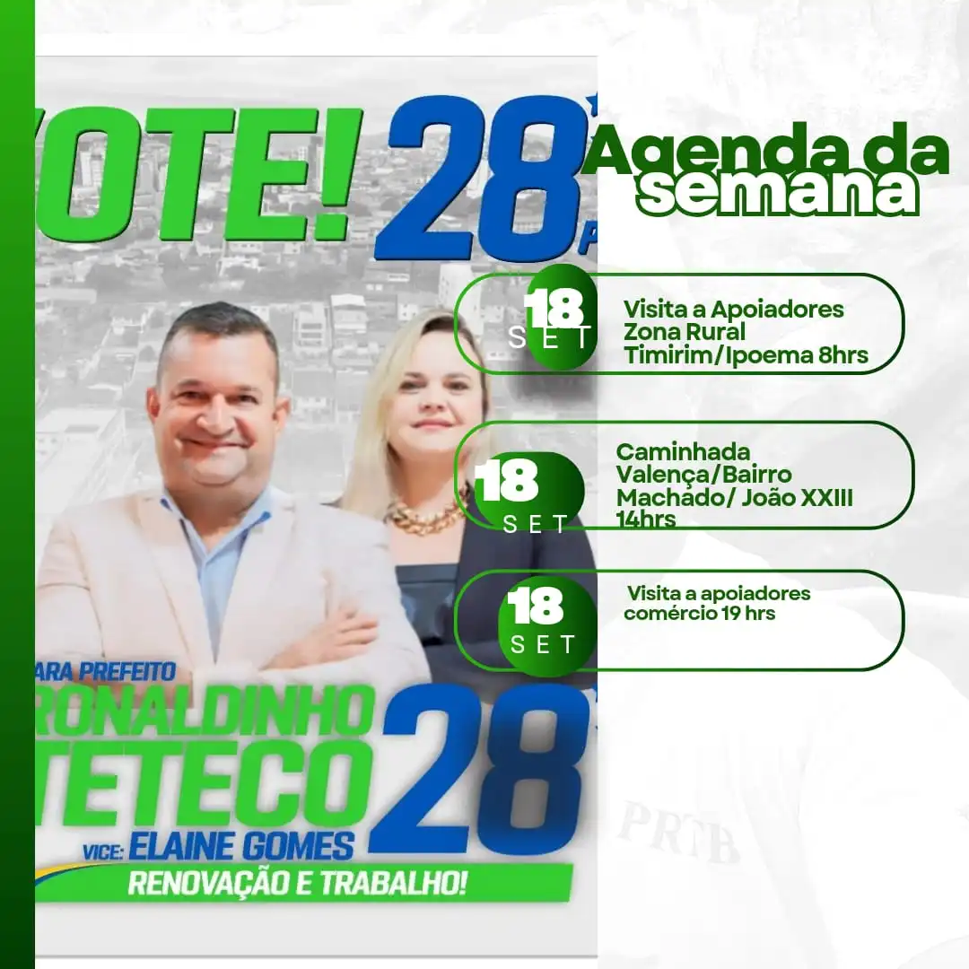 Eleições em Itabira: confira a agenda do candidato Ronaldinho Teteco para esta quarta-feira