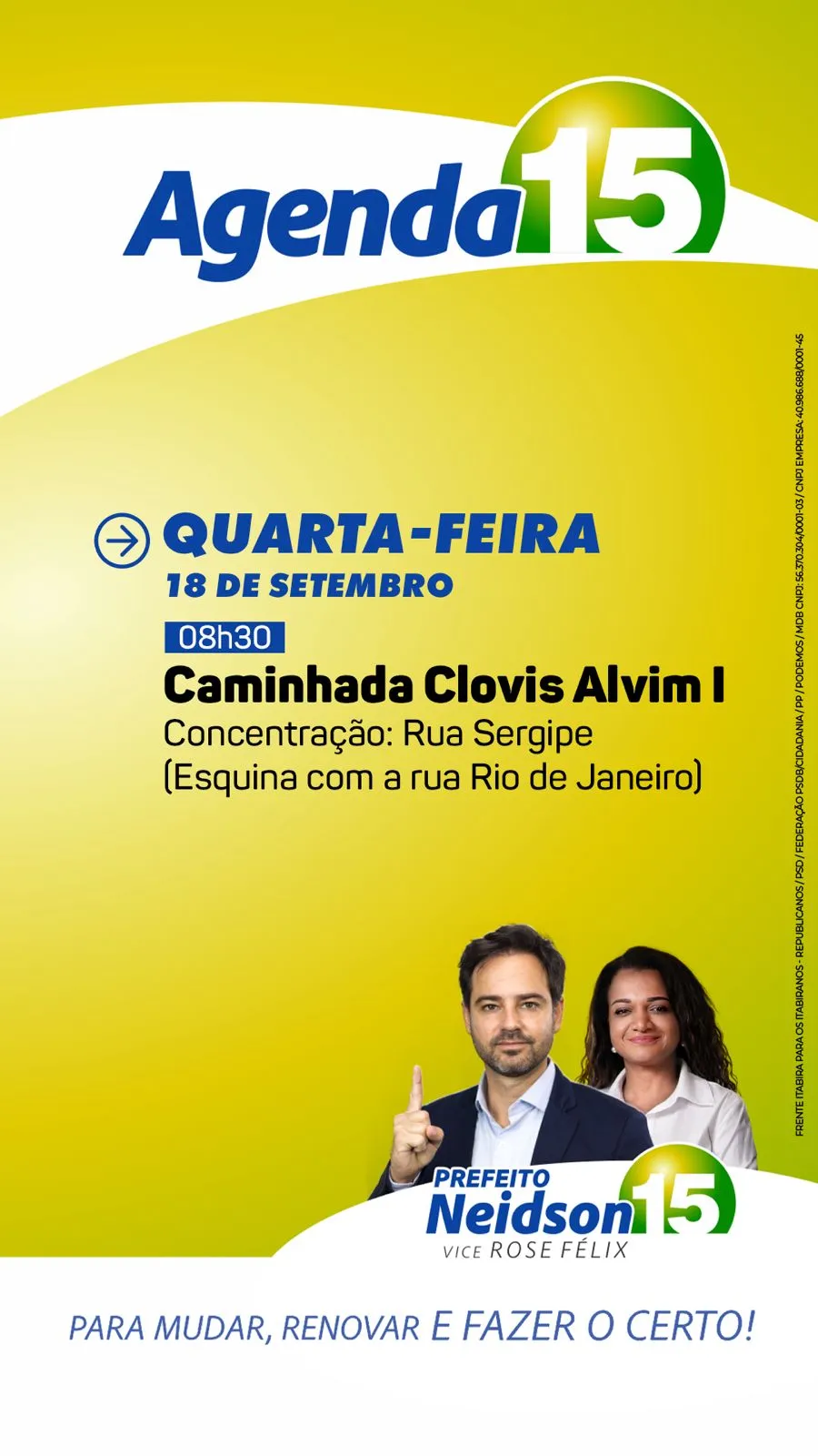 Eleições em Itabira: confira a agenda do candidato Neidson Freitas para esta quarta-feira