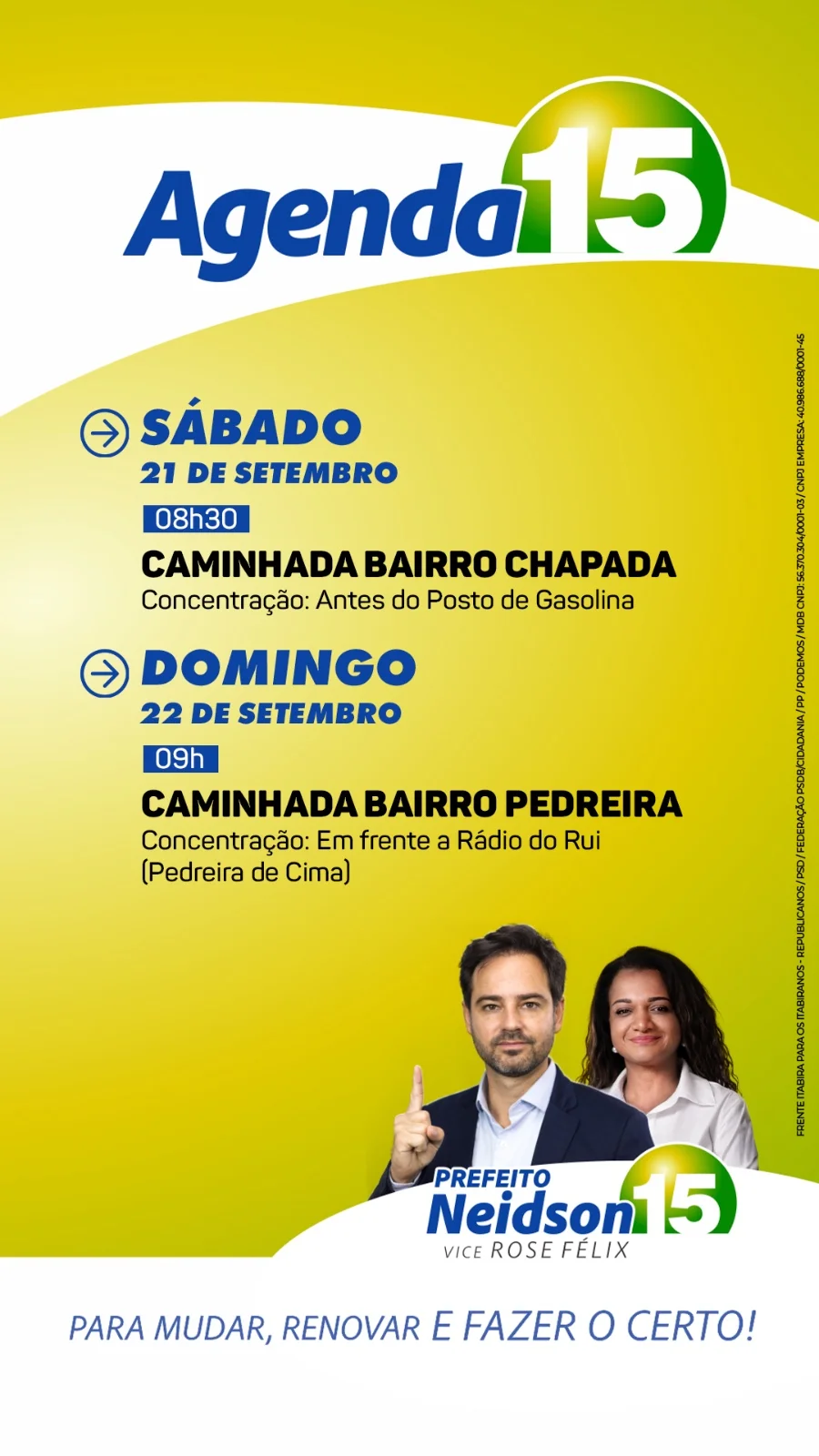 Eleições em Itabira: confira a agenda do candidato Neidson Freitas para este domingo