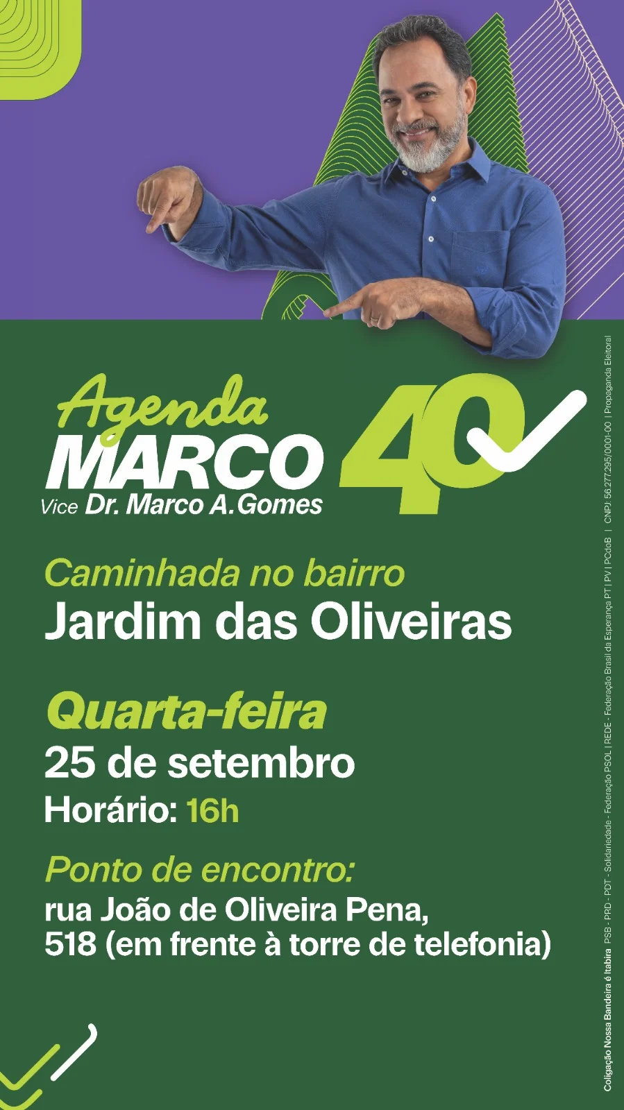 Eleição 2024: confira a agenda do candidato a prefeito de Itabira Marco Antônio Lage para esta quarta-feira