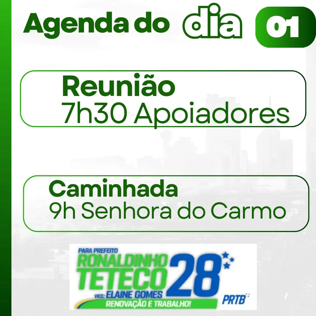 Reta final: confira a agenda do candidato a prefeito de Itabira Ronaldinho Teteco para esta terça-feira