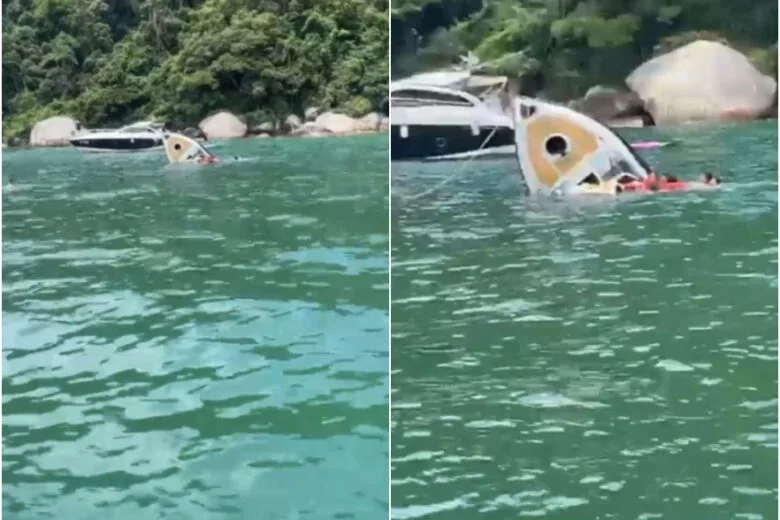 Lancha afunda com sete pessoas a bordo em Balneário Camboriú; confira o vídeo