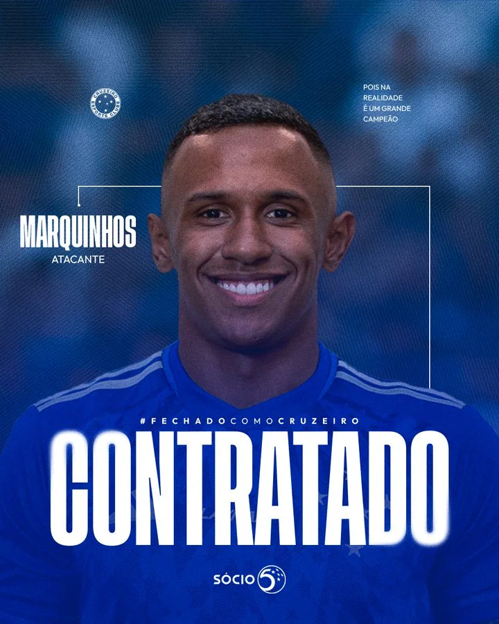 Mais um reforço: Cruzeiro anuncia chegada de atacante ex-Fluminense