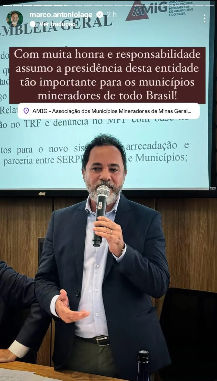 Prefeito de Itabira, Marco Lage é eleito presidente da Associação dos Municípios Mineradores de MG e do Brasil