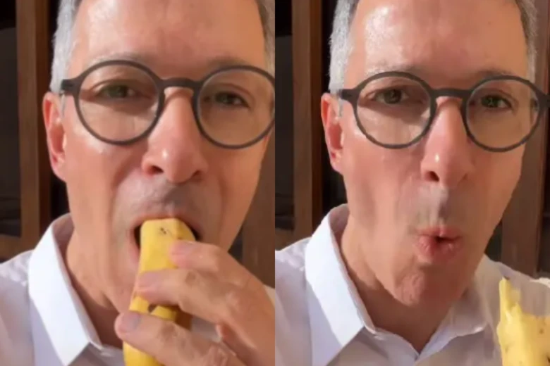 Um exemplo diferente! Governador de Minas come banana com casca para ironizar Lula